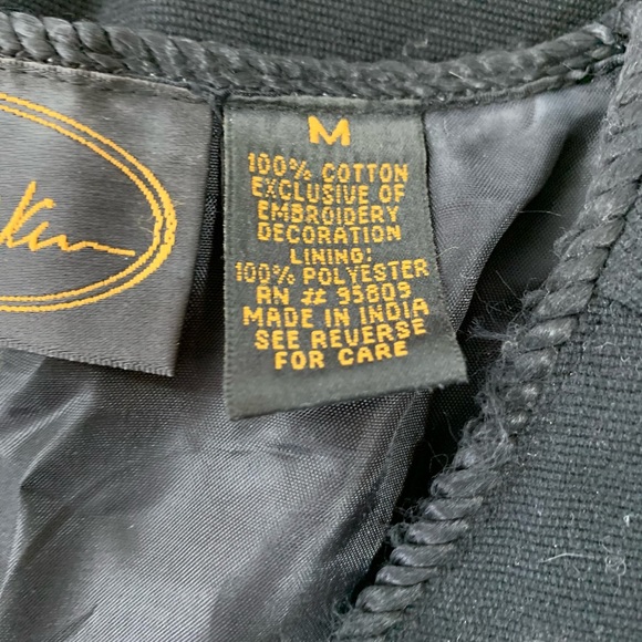 Alex Kim Vintage Hippie Black Colorful Floral Embroidered Shirt Jacket - Picture 8 of 9